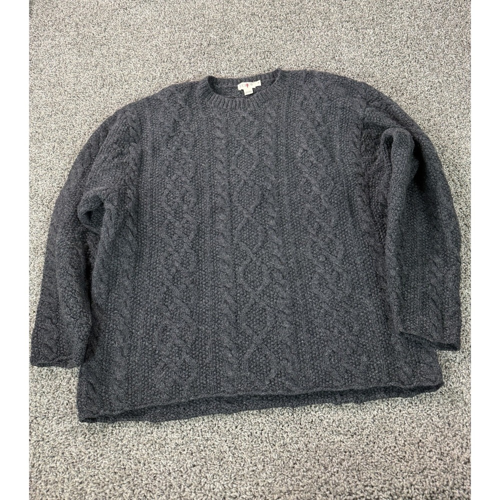 Vintage J. Crew Oarsman Wool Cable Knit Sweater Men's Size Medium Gray